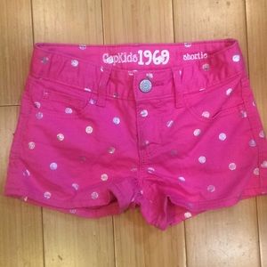 Pink Shortie Denim Jean Shorts with SilverDots